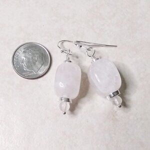 Big Chunky Rose Quartz Dangle Earrings! Calming, Self-Love & Self-Forgiveness!